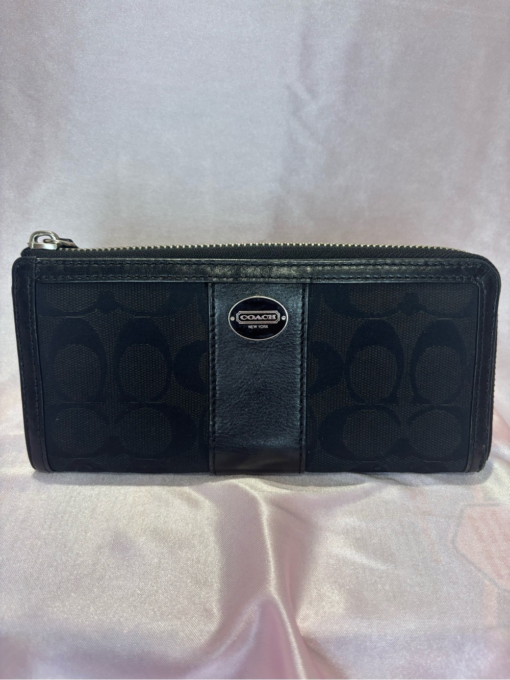 Coach Black Zip-Around Card & Coin Wallet